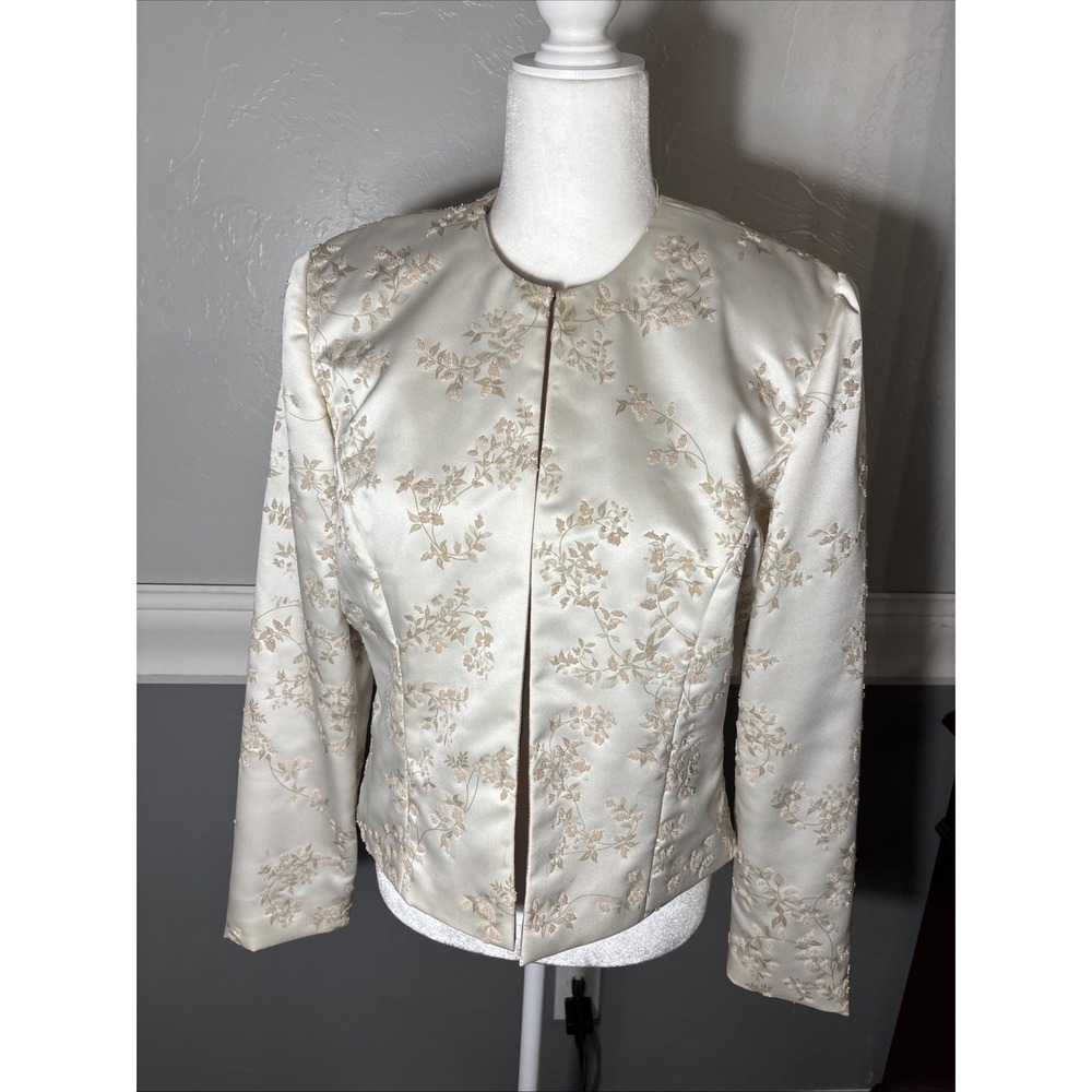 Vintage Jeffrey & Dara Evenings Ivory  Beaded 3 Piece Formal Set Size 8/10 Read